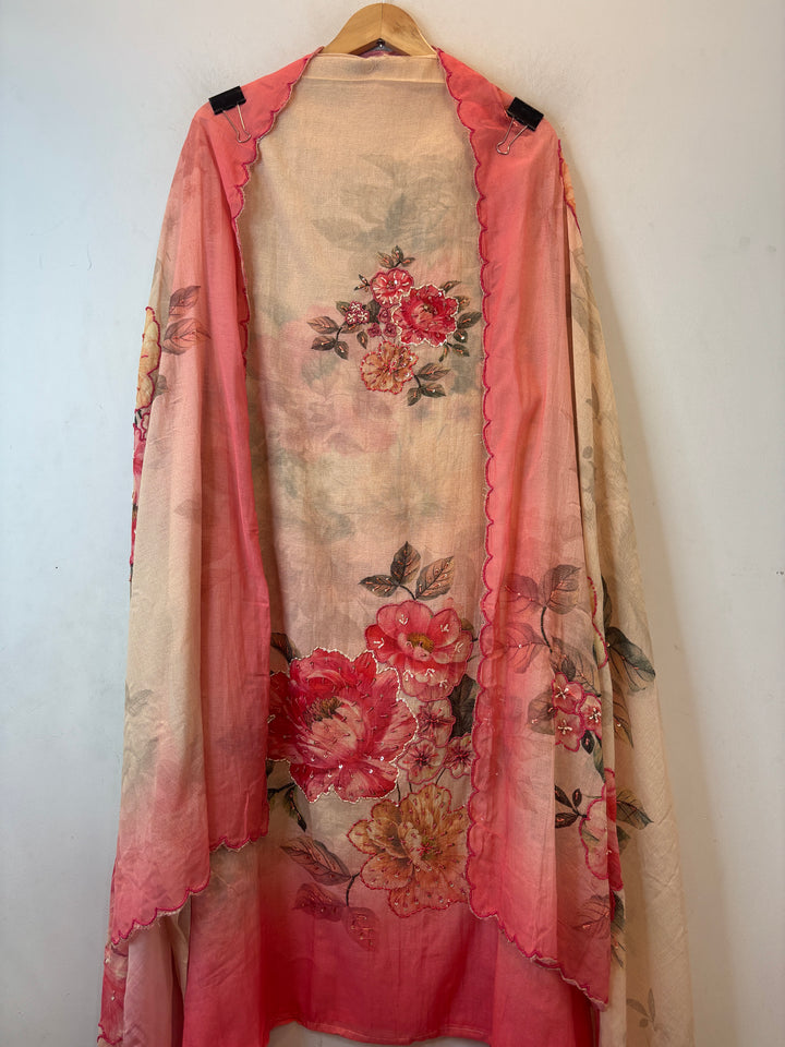 Ombre Mul Cotton Suit Set with Bead &amp; Sequin Detailing