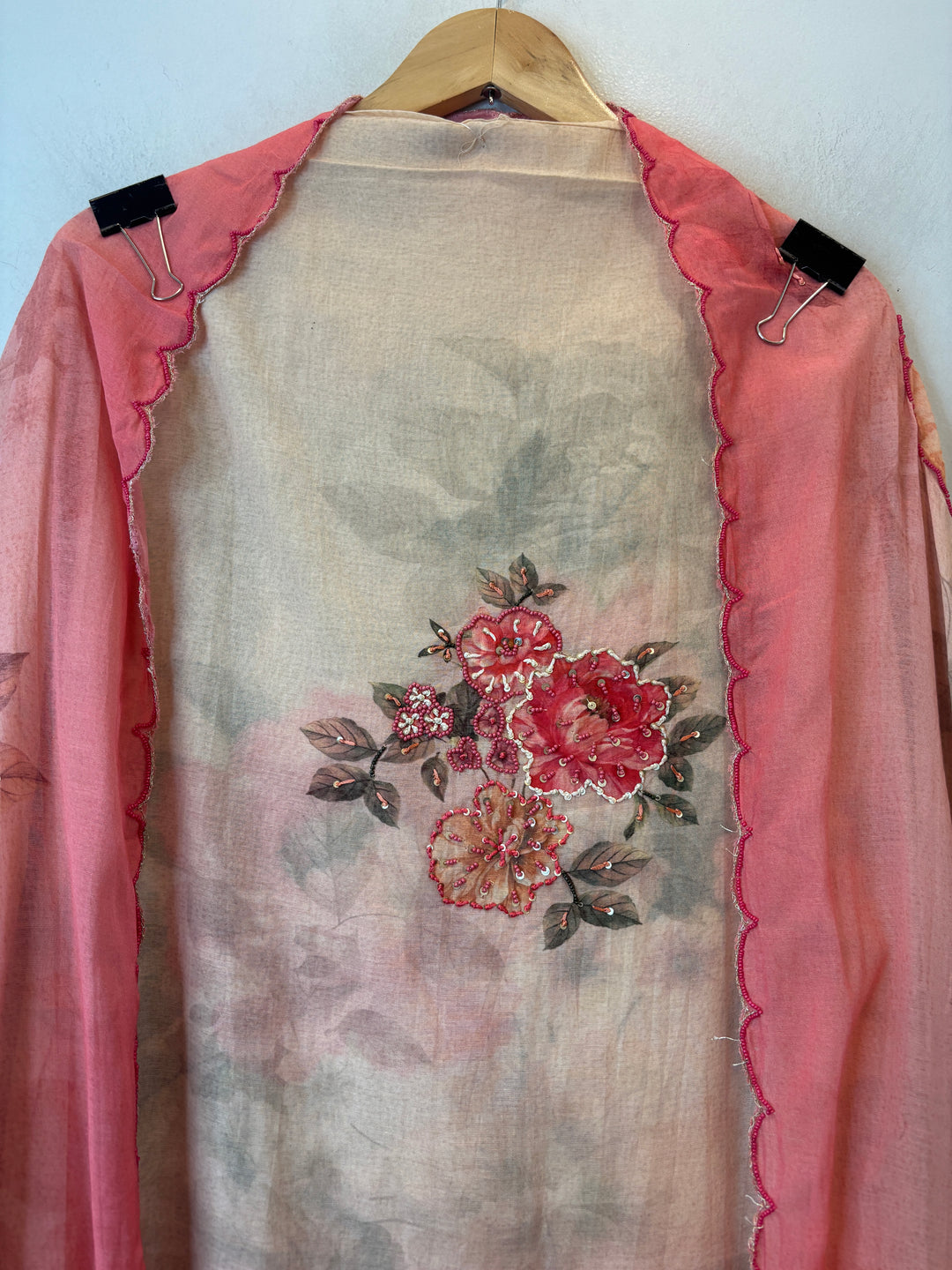 Ombre Mul Cotton Suit Set with Bead &amp; Sequin Detailing