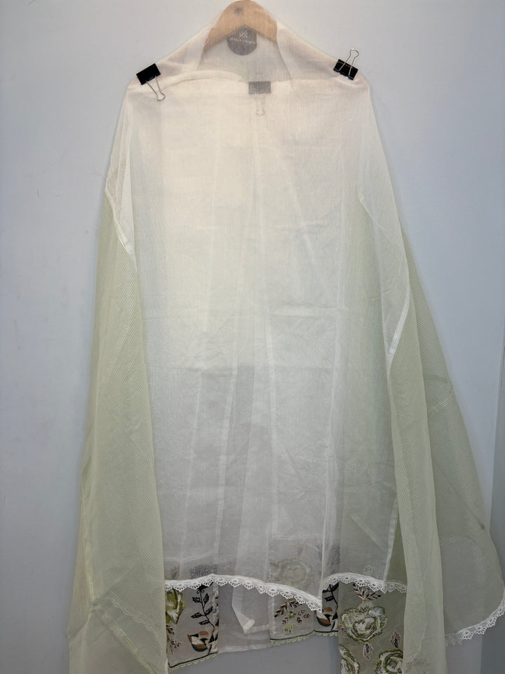 Kota Unstitched Suit with Embroidery &amp; Lace Detailing