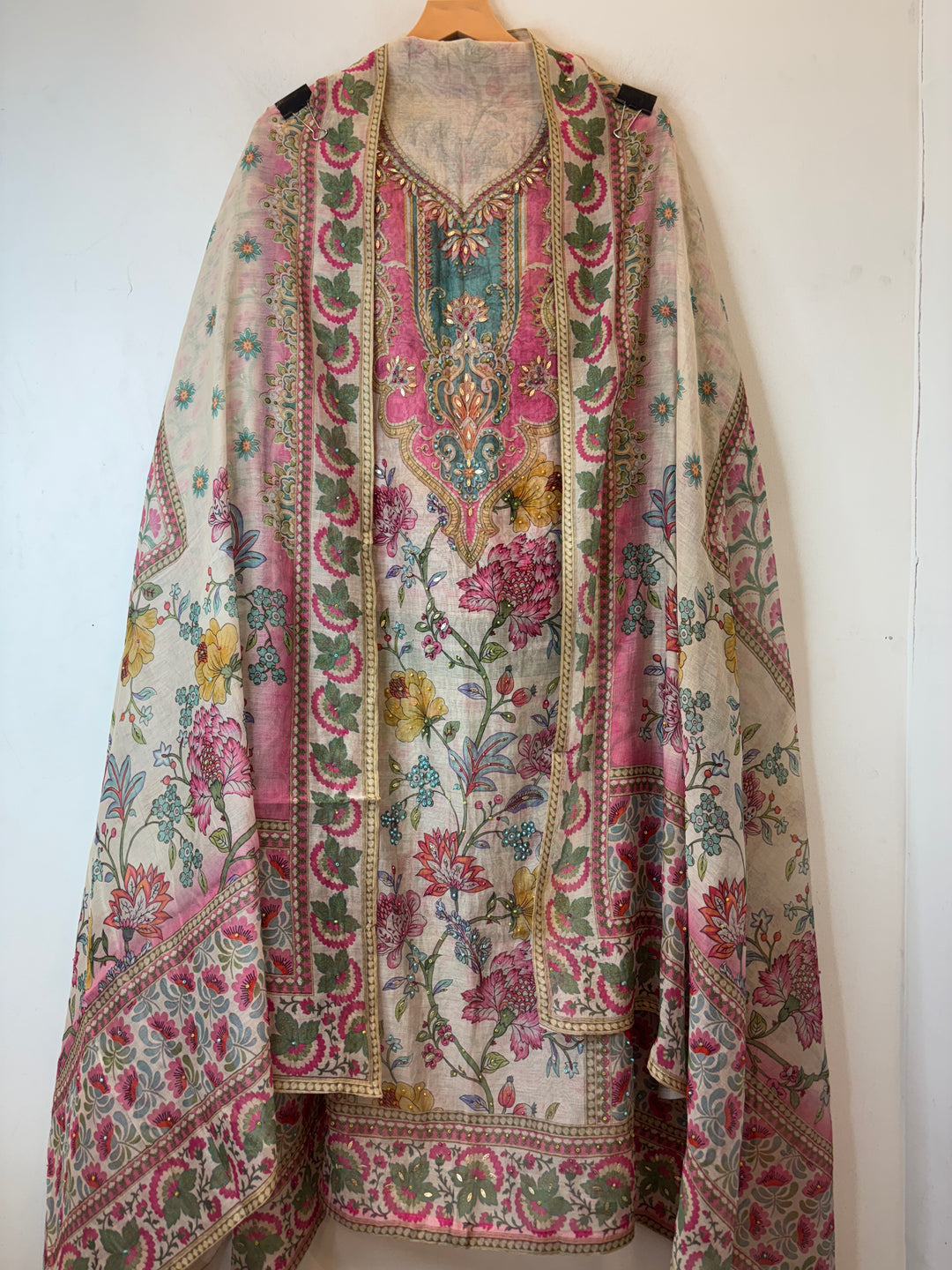 Pink Mul Cotton Digital Pearl Suit