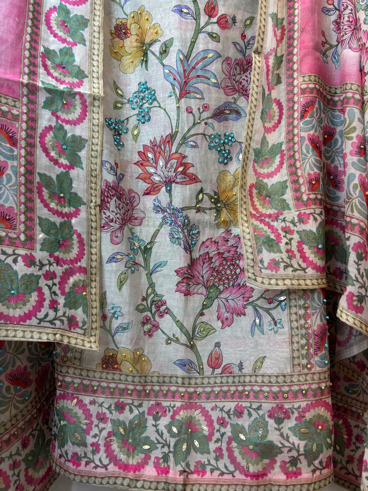 Pink Mul Cotton Digital Pearl Suit