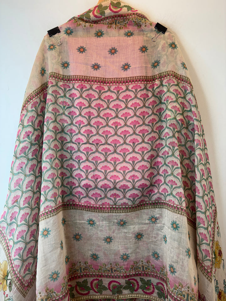 Pink Mul Cotton Digital Pearl Suit