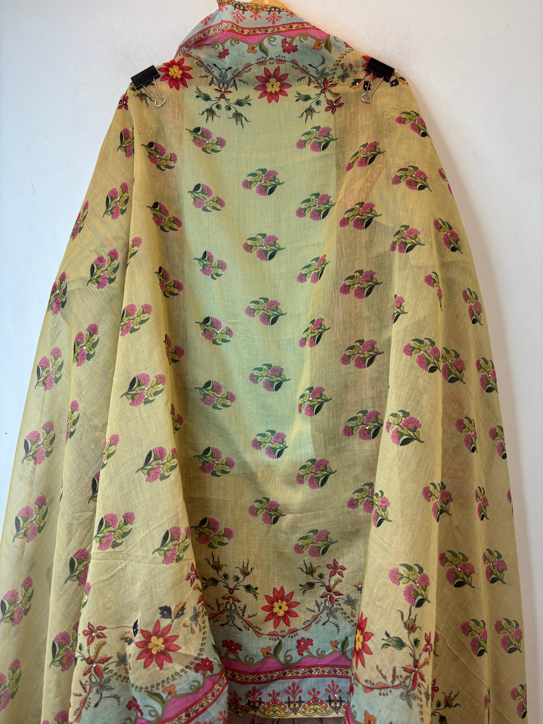 Blue Mul Cotton Printed Suit Set with Thread Embroidery &amp; Nalki Work