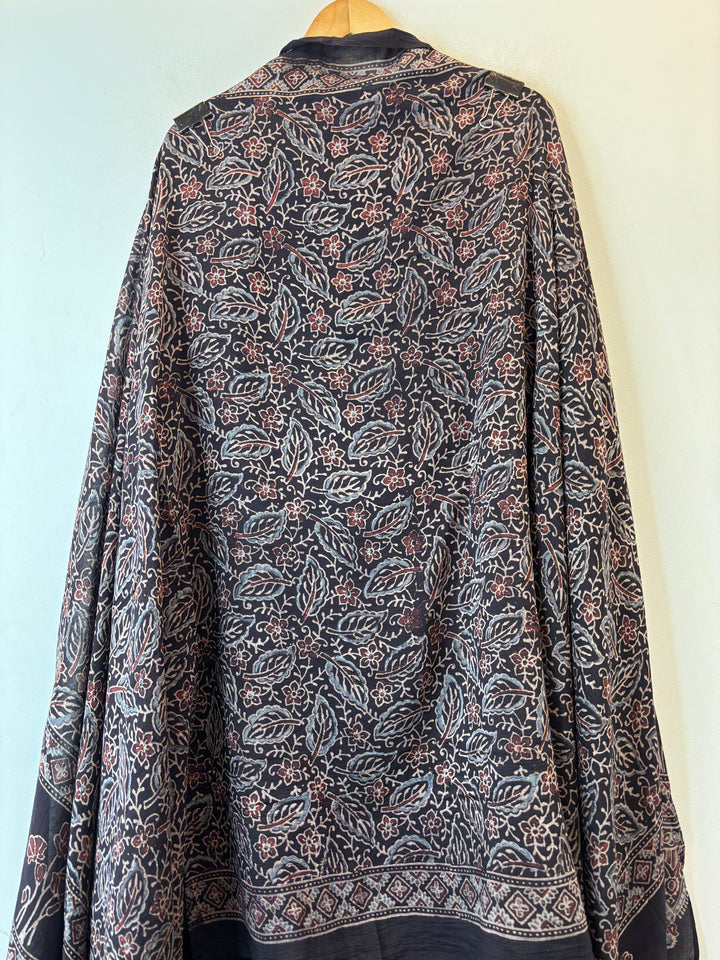 Aarini – Black Mul Chanderi Ajrakh Handwork Suit