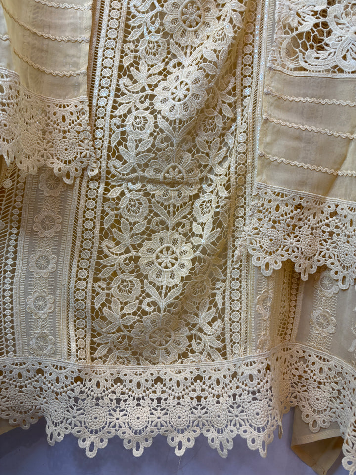 Aplira – Yellow Georgette Appliqué Embroidered Suit