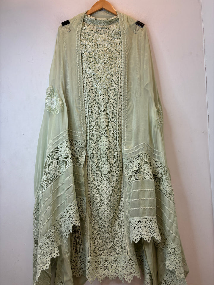 Aplira – Green Georgette Appliqué Embroidered Suit