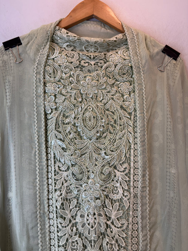Aplira – Green Georgette Appliqué Embroidered Suit