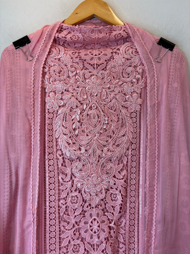 Aplira – Pink Georgette Appliqué Embroidered Suit