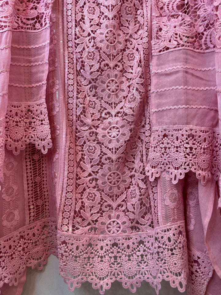 Aplira – Pink Georgette Appliqué Embroidered Suit