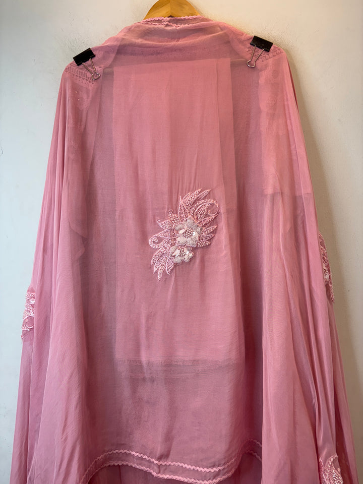 Aplira – Pink Georgette Appliqué Embroidered Suit