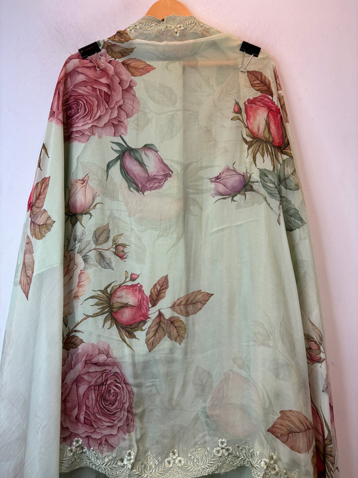 Aplessa – Green Mul Chanderi Appliqué Suit