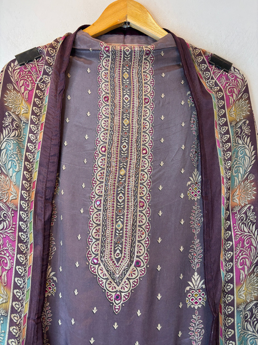 Mayura –  Deep Lavender Plum Crepe Digital Print Suit