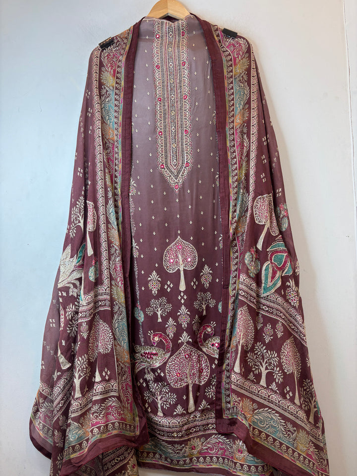Mayura – Rose Pink Crepe Digital Print Suit