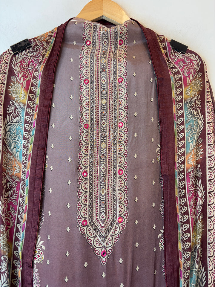 Mayura – Rose Pink Crepe Digital Print Suit