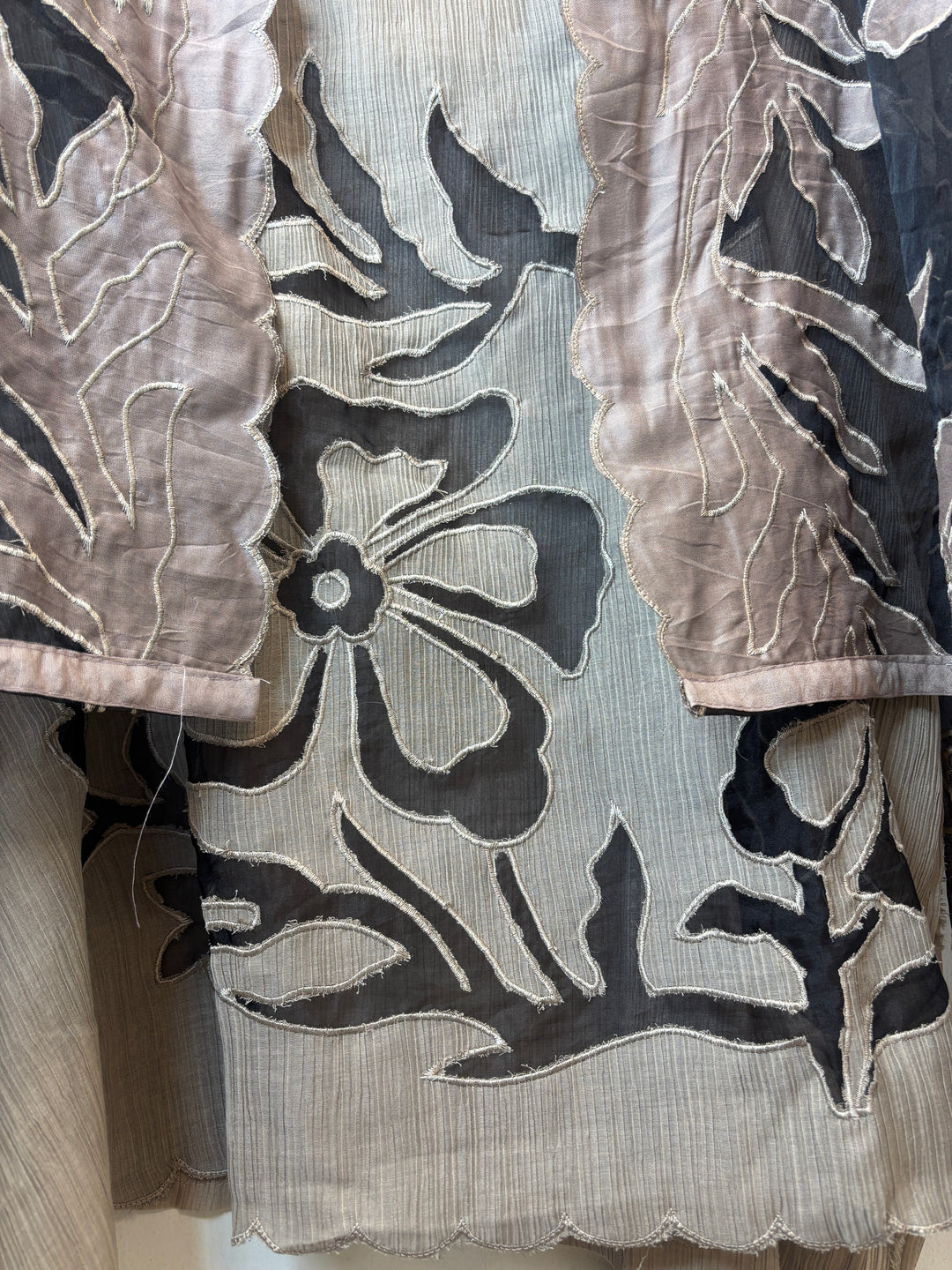 Brown Crush Mul Appliqué Suit Set with Cutwork Detailing