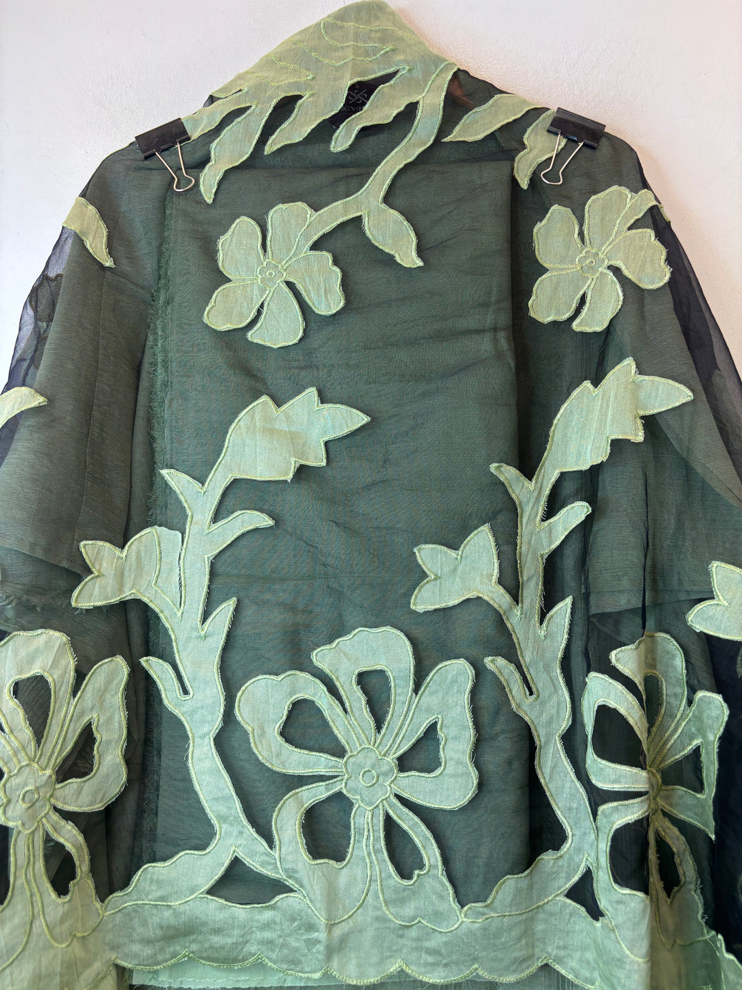Green Crush Mul Appliqué Suit Set with Cutwork Detailing
