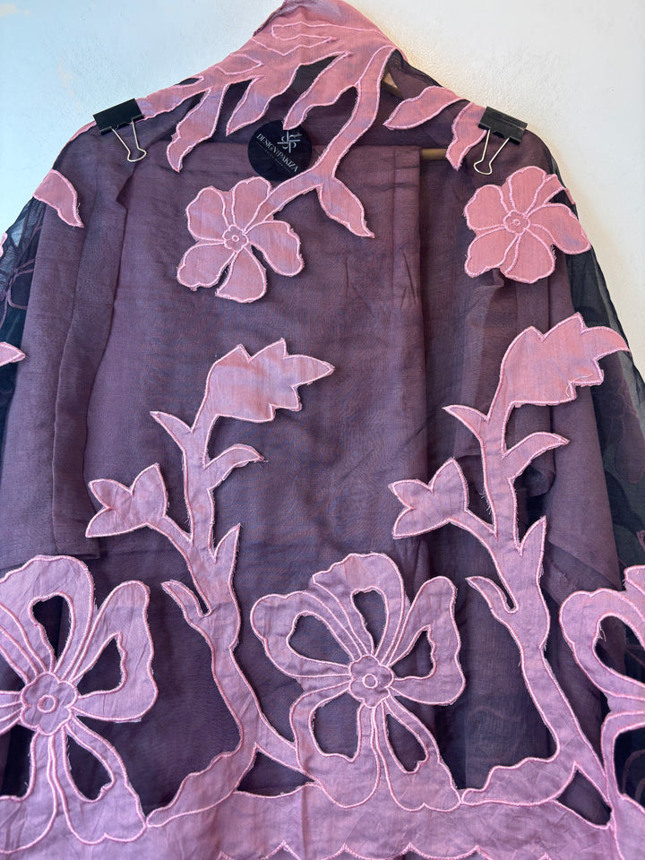 Pink Crush Mul Appliqué Suit Set with Cutwork Detailing
