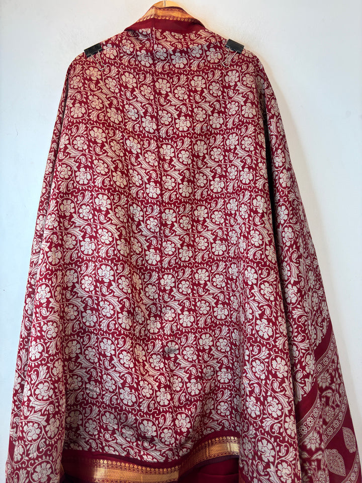 Red Cotton Silk Printed Suit Set