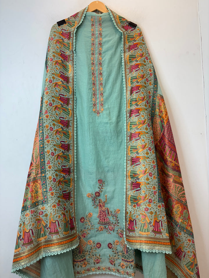 Rajrani – Green Mul Cotton Woven Suit