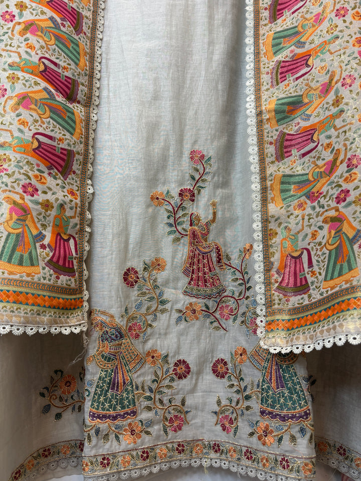 Rajrani – Grey Mul Cotton Woven Suit