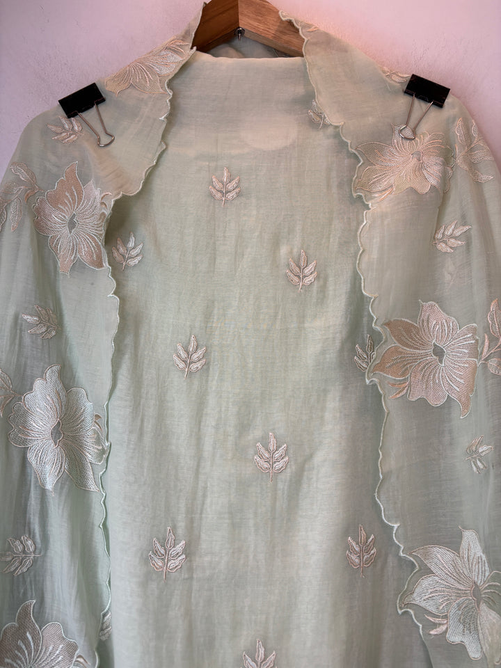 Zareen – Green Mul Chanderi Embroidered Suit