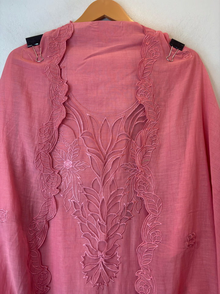 Mehera – Peach Mul Chanderi Cutwork Embroidered Suit