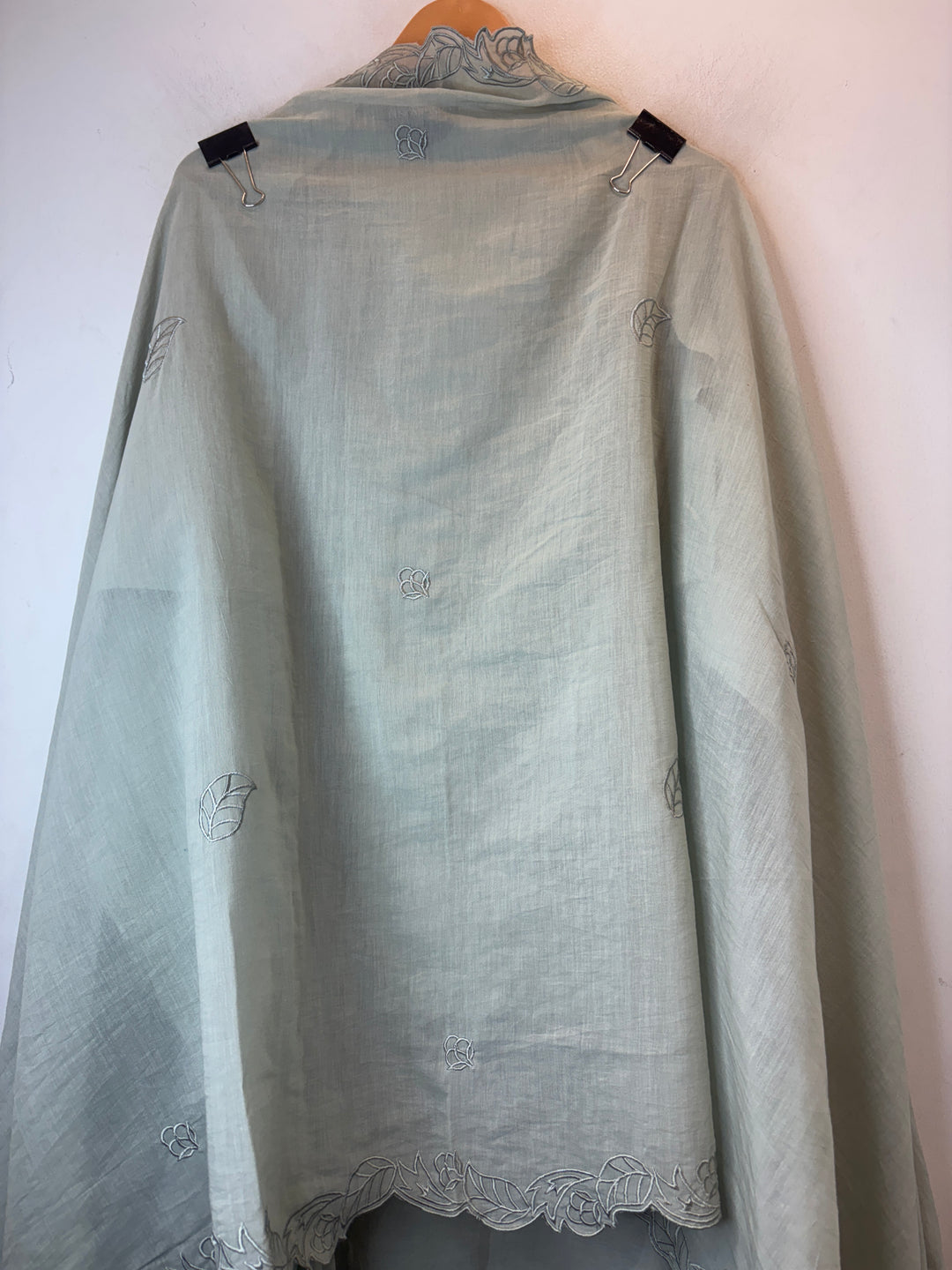 Mehera – Greyish Green Mul Chanderi Cutwork Embroidered Suit