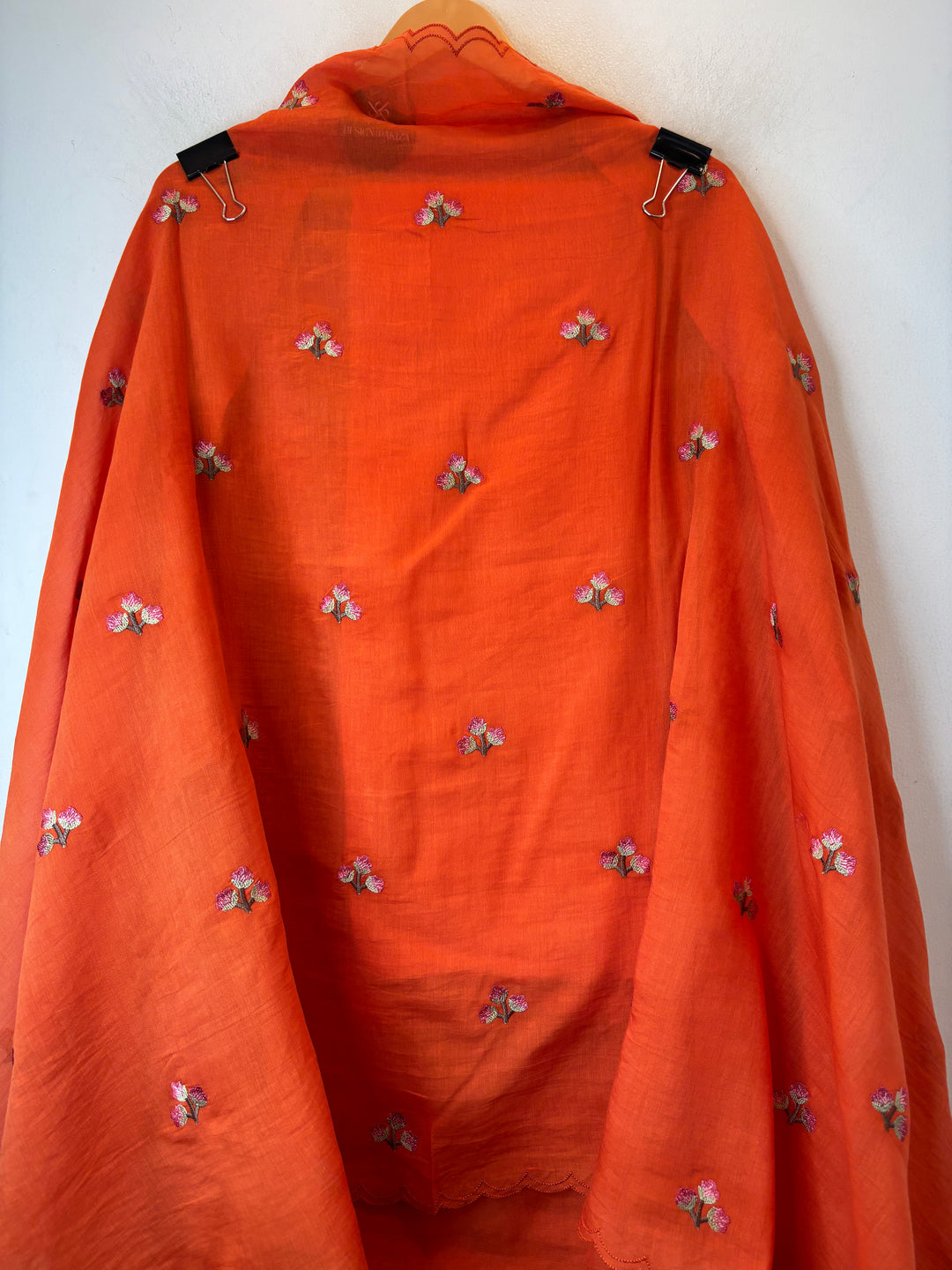 Gulnaar – Orange Mul Chanderi Embroidered Suit