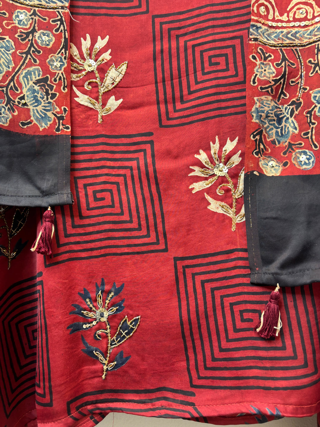 Aabroo – Deep Rust Red Modal Ajrakh Handblock Print Suit