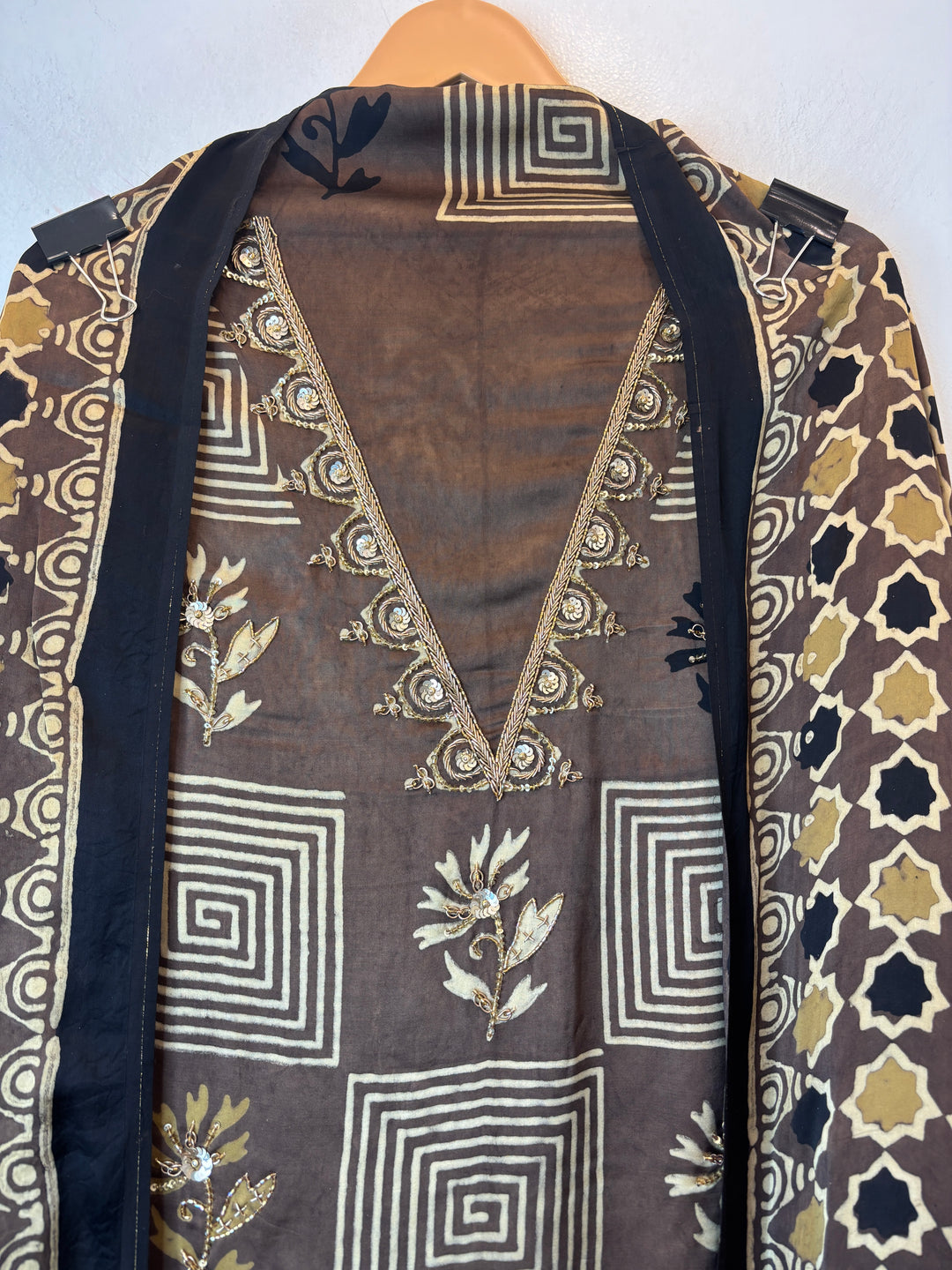 Aabroo – Brown Modal Ajrakh Handblock Print Suit