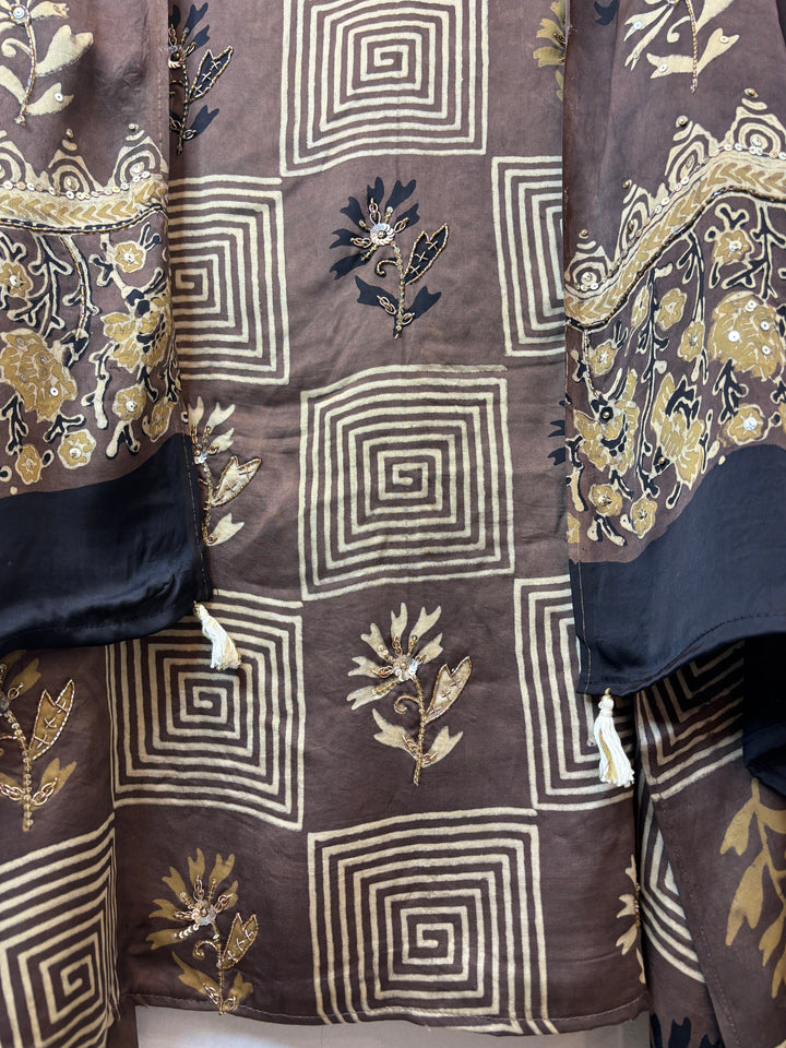 Aabroo – Brown Modal Ajrakh Handblock Print Suit