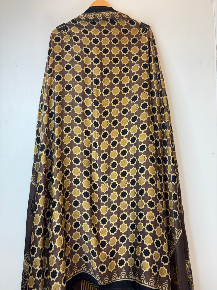 Aabroo – Brown Modal Ajrakh Handblock Print Suit