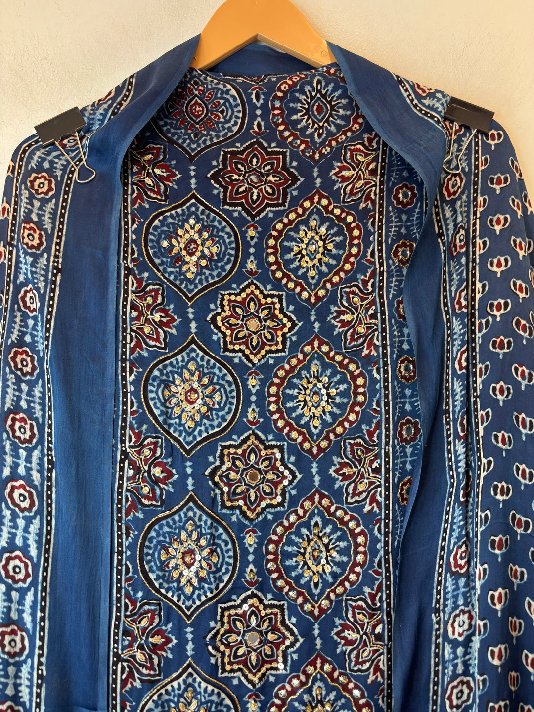 Blue Ajrakh Modal Mirror Work Suit Set DBPAJ1