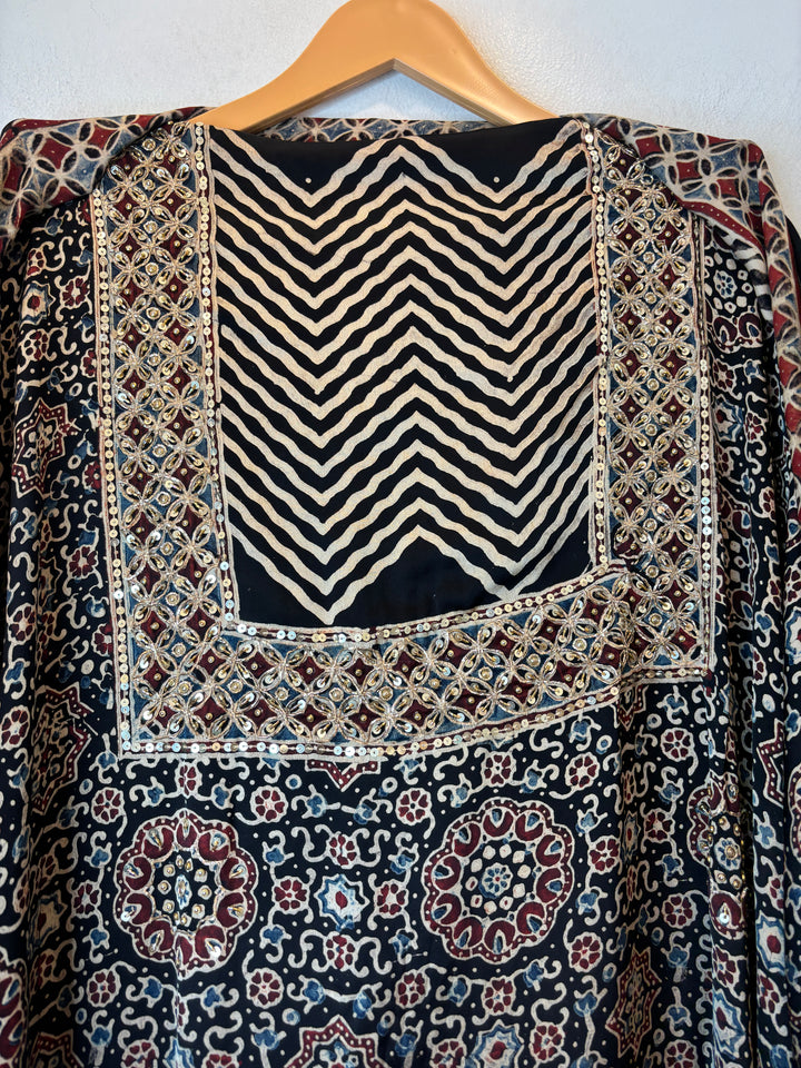 Zariya – Black Pure Modal Ajrakh Handcrafted Suit