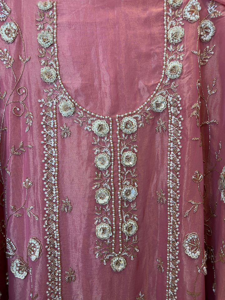 Zariya – Pink Tissue Burberry Sequin Suit