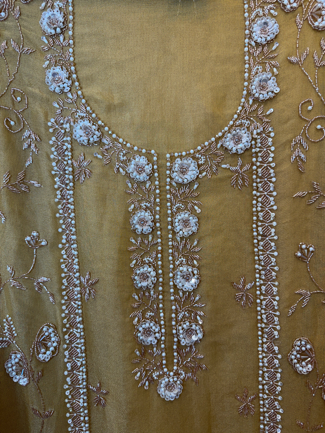 Rivana – Yellow Tissue Burberry Mirror Handwork Suit