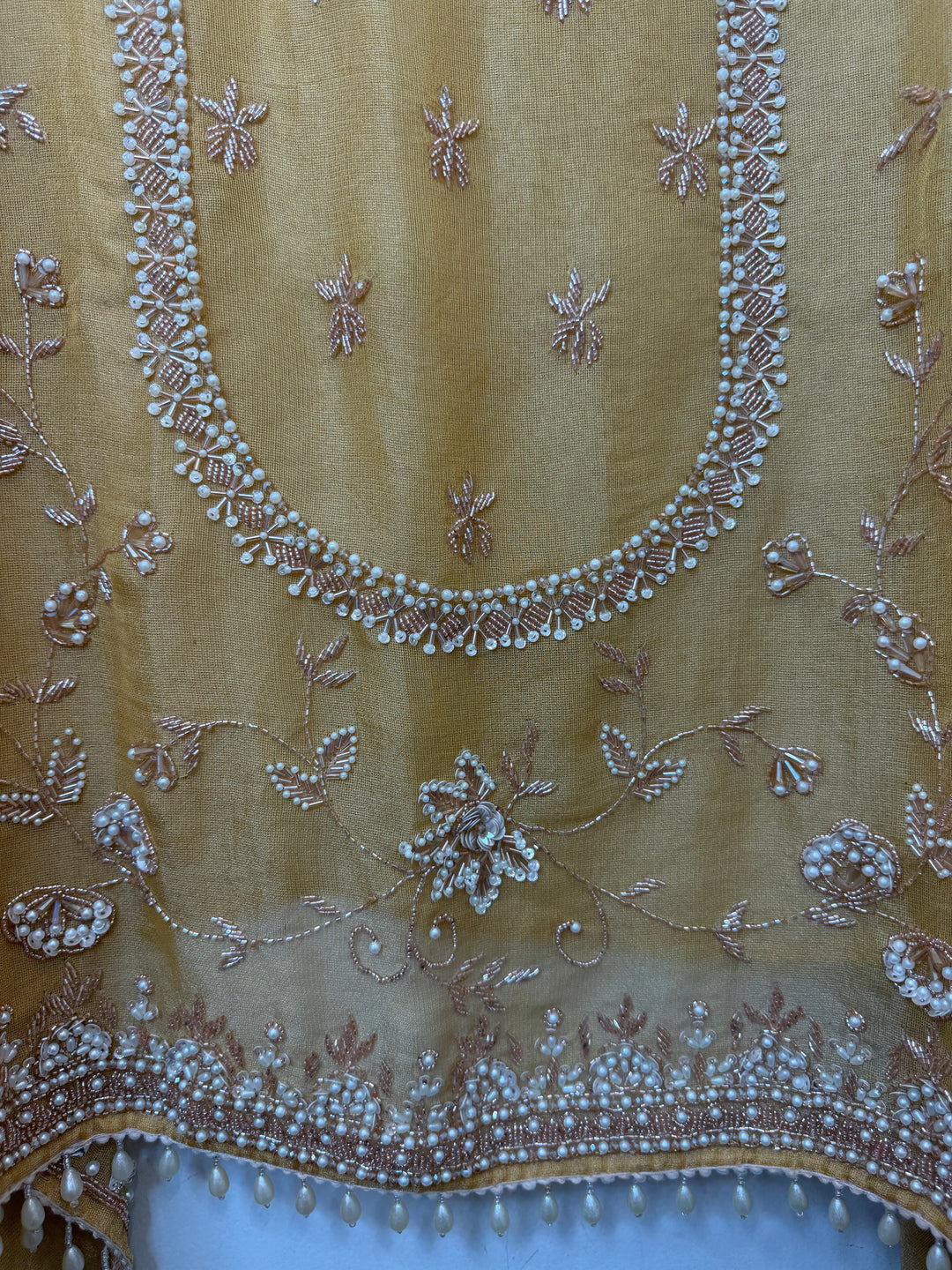 Rivana – Yellow Tissue Burberry Mirror Handwork Suit