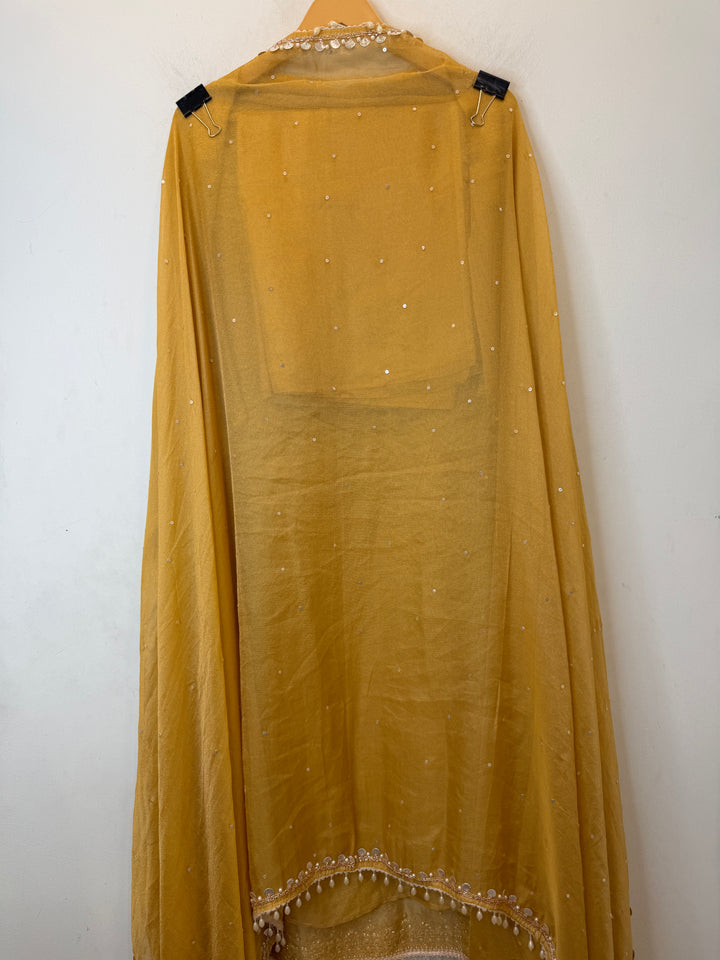 Rivana – Yellow Tissue Burberry Mirror Handwork Suit