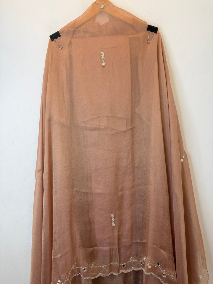 Rivana – Peach Tissue Burberry Mirror Handwork Suit
