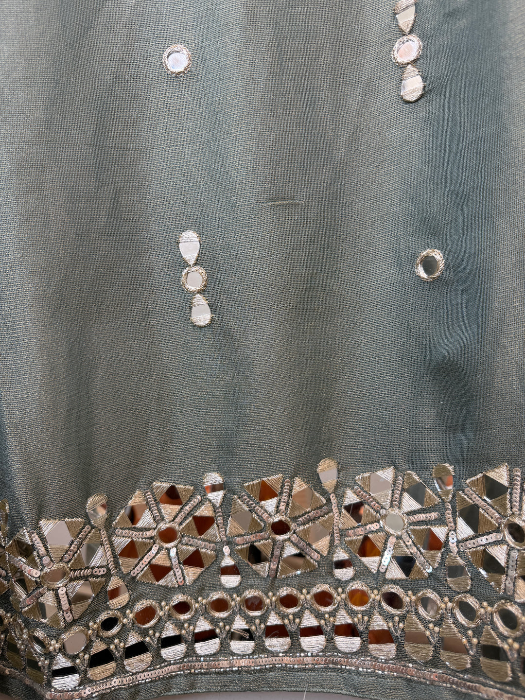 Rivana – Dusty Green Tissue Burberry Mirror Handwork Suit