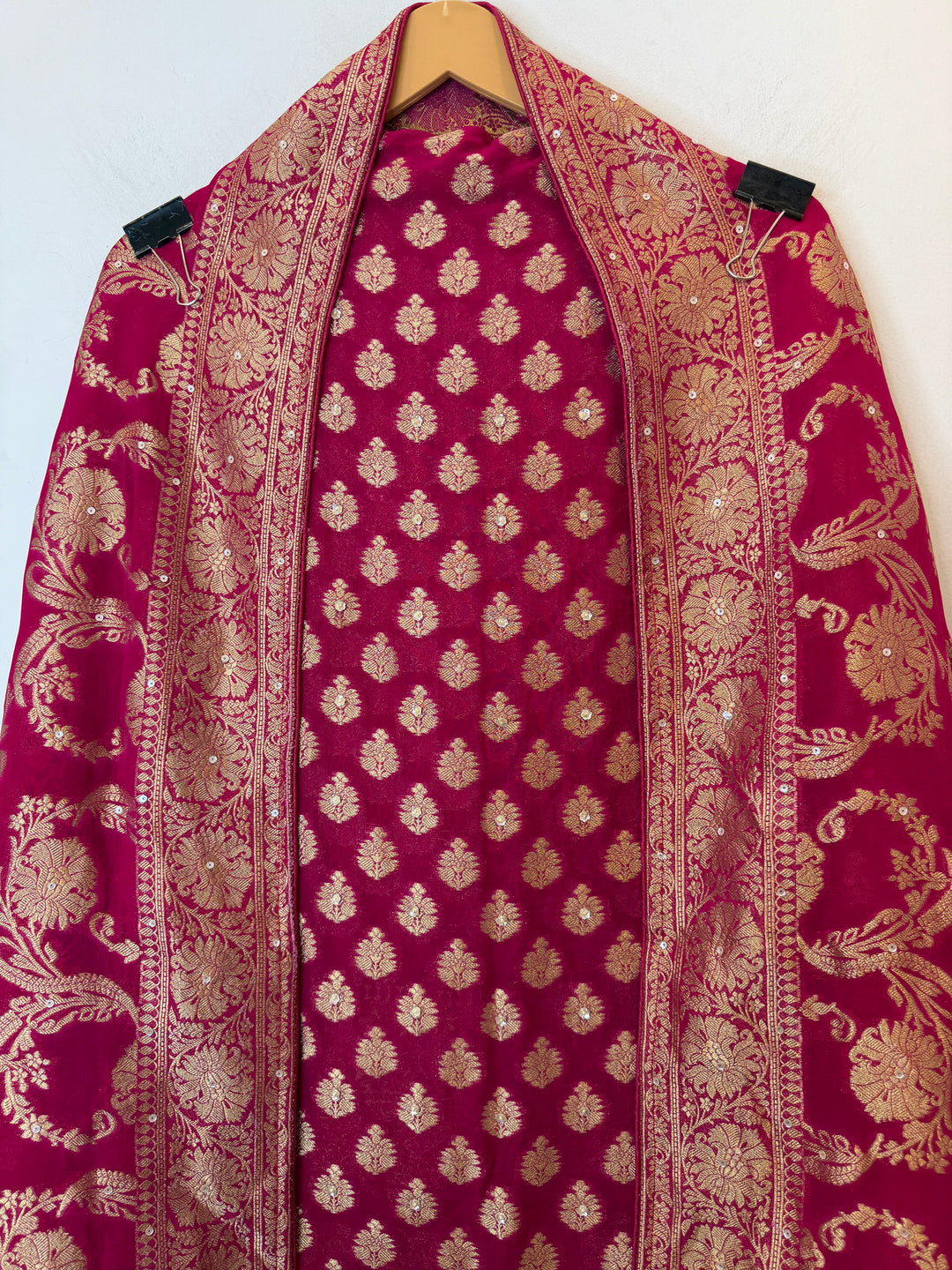 Zareya – Pink Khadi Georgette &amp; Brocade Handwork Suit