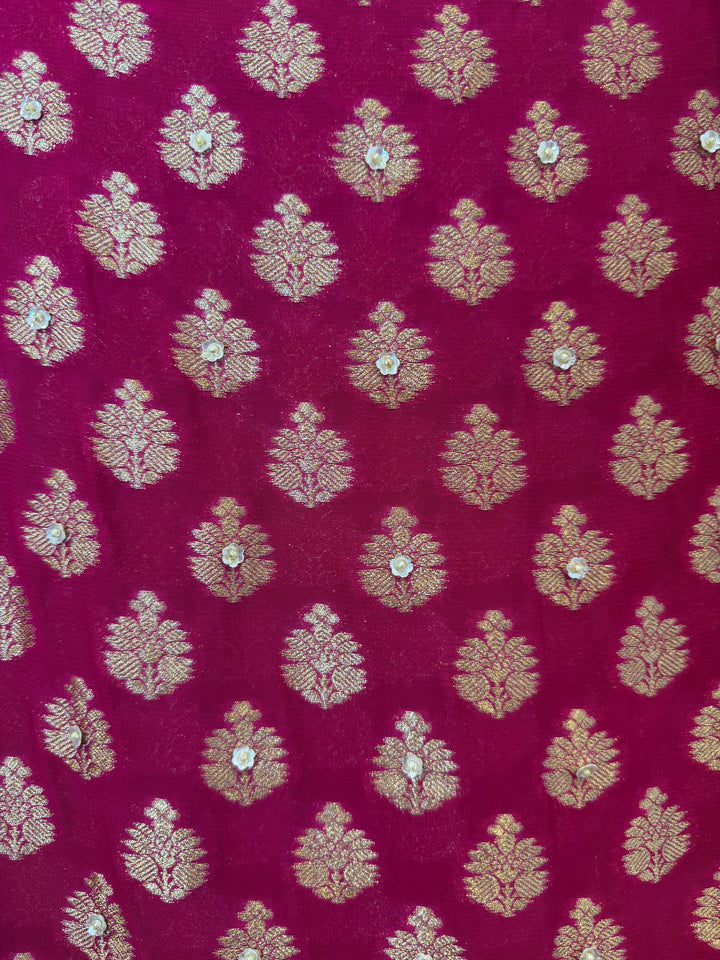 Zareya – Pink Khadi Georgette &amp; Brocade Handwork Suit