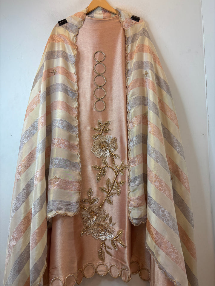 Zivah – Peach Tissue Embellished Designer Suit