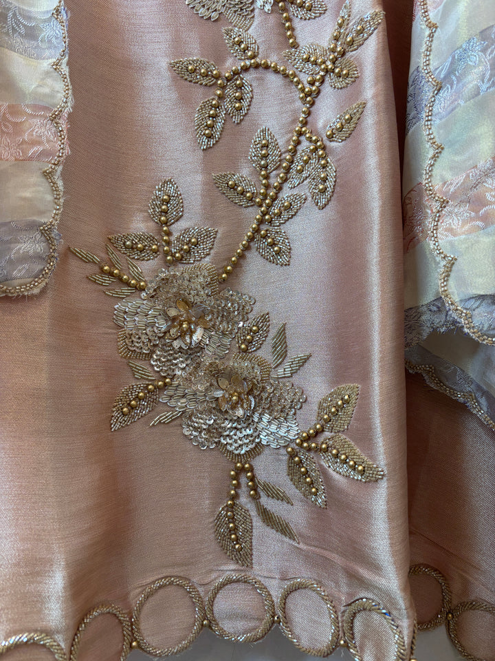 Zivah – Peach Tissue Embellished Designer Suit