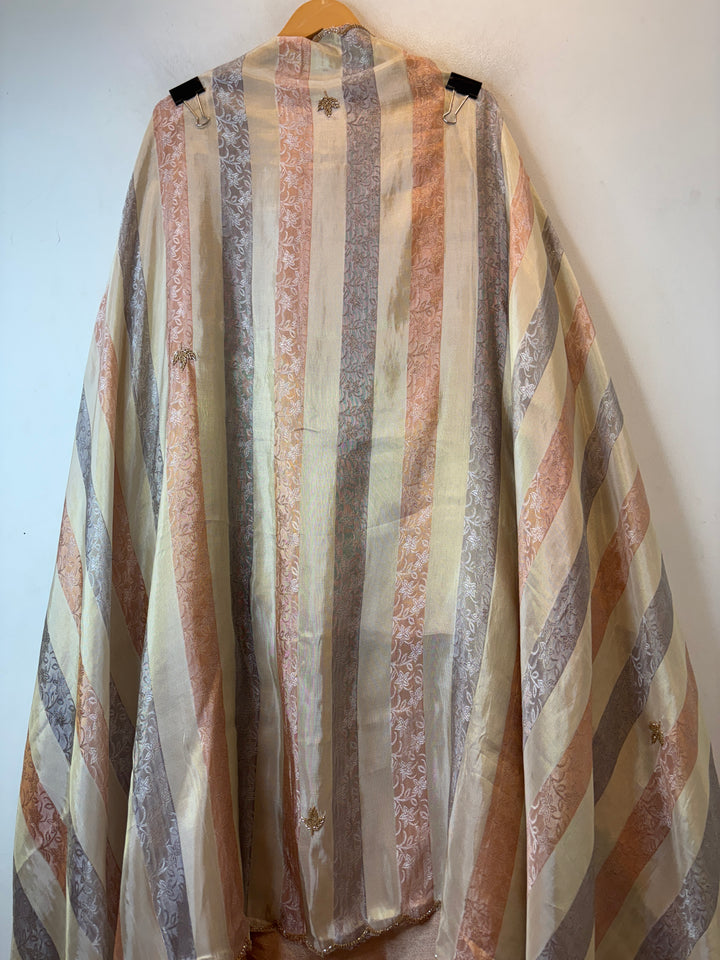 Zivah – Peach Tissue Embellished Designer Suit