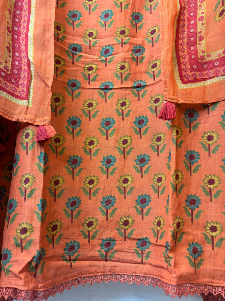 Gulpari – Orange Mul Cotton Printed Suit
