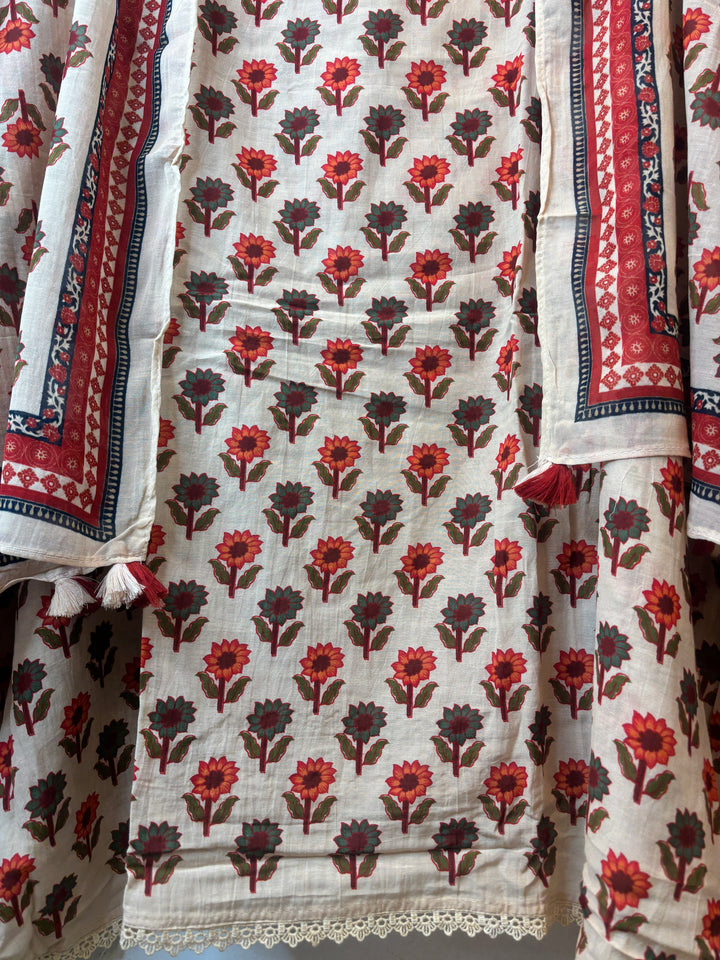 Gulpari – Ivory Mul Cotton Printed Suit