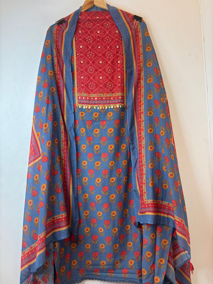 Gulpari – Blue Mul Cotton Printed Suit