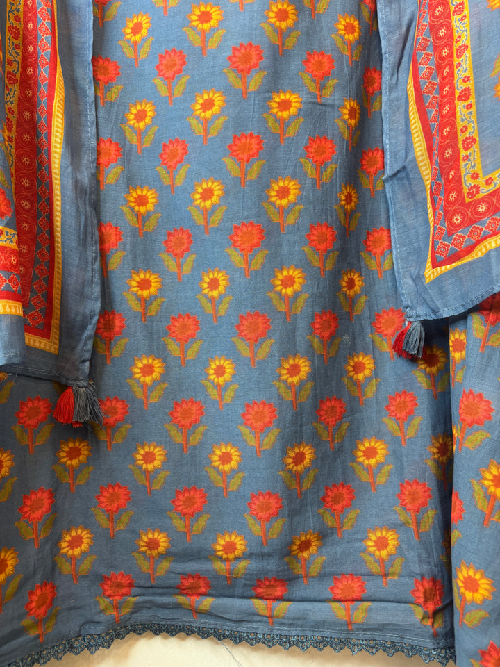 Gulpari – Blue Mul Cotton Printed Suit
