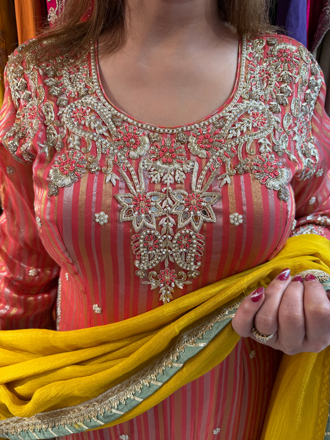 Zarina – Pink Tissue Lurex Handwork Garara Set